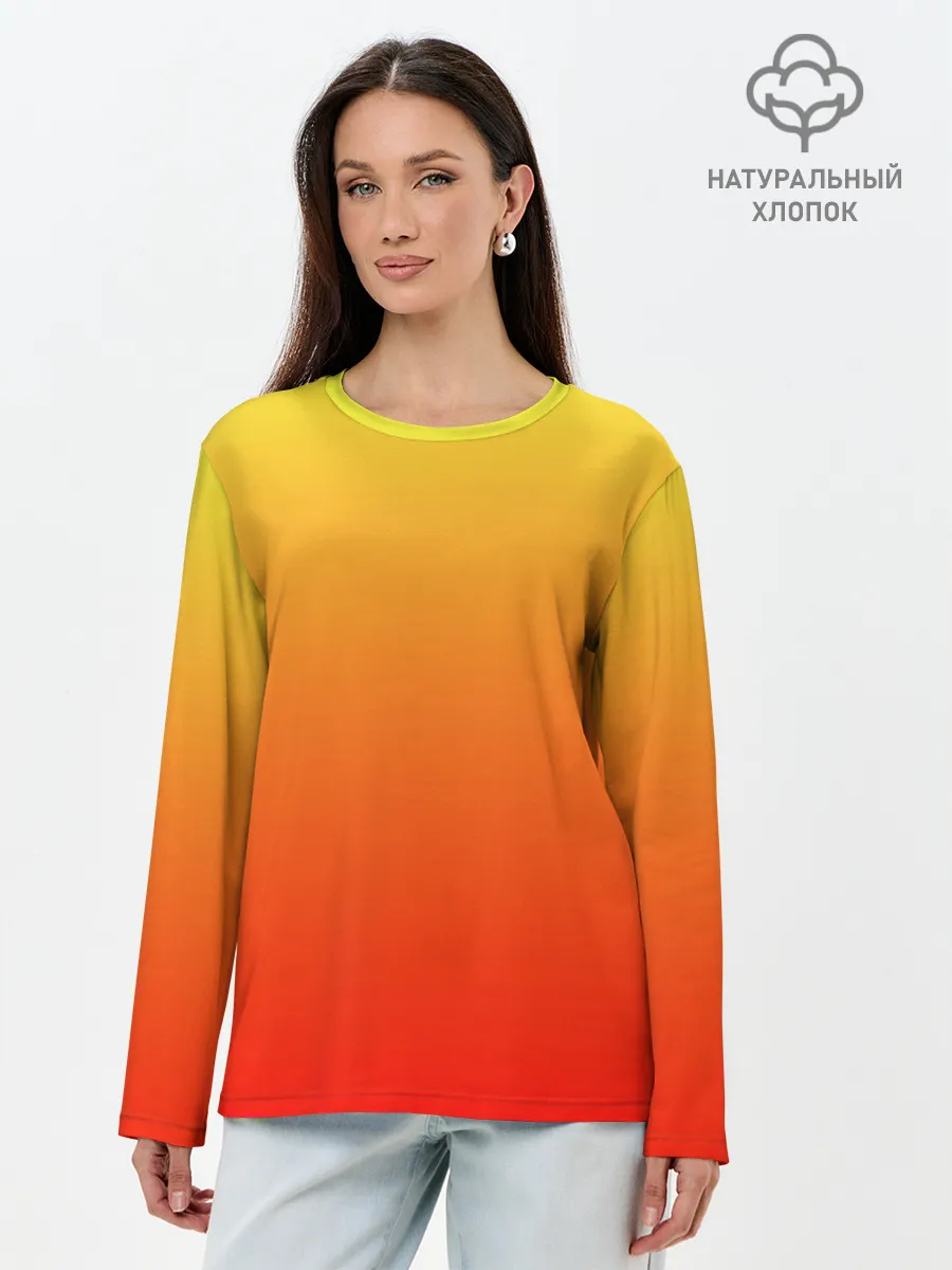 Лонгслив женский. Хлопок / Оранж