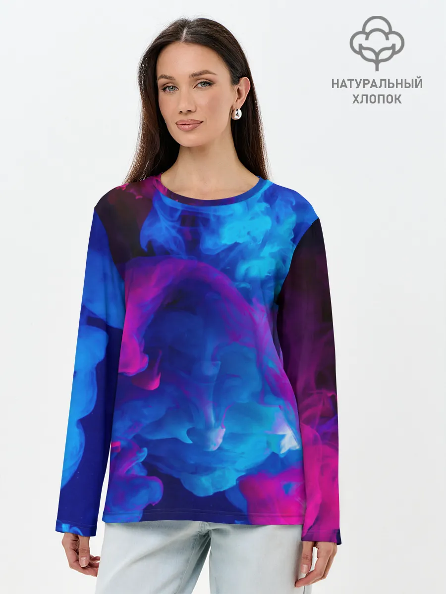 Лонгслив женский. Хлопок / НЕОНОВЫЙ ДЫМ