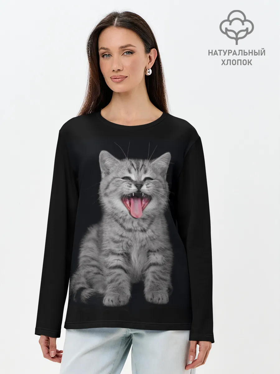 Лонгслив женский. Хлопок / Котенок