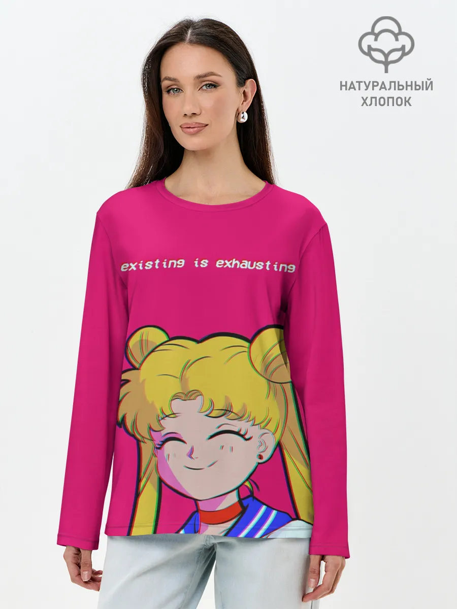 Лонгслив женский. Хлопок / EXISTING IS EXHAUSTING
