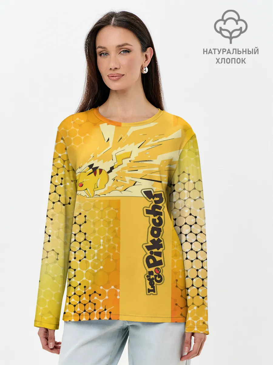 Лонгслив женский. Хлопок / Pikachu