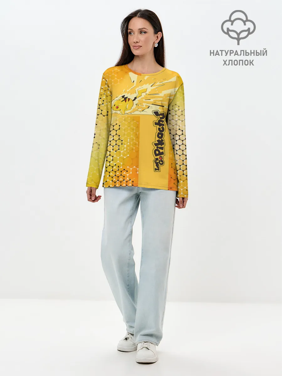 Лонгслив женский. Хлопок / Pikachu