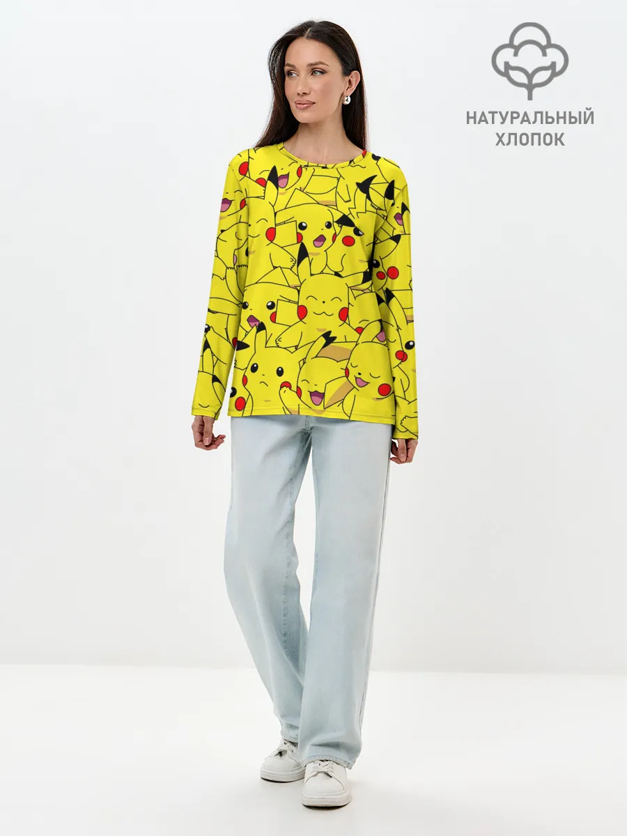 Лонгслив женский. Хлопок / ПИКАЧУ