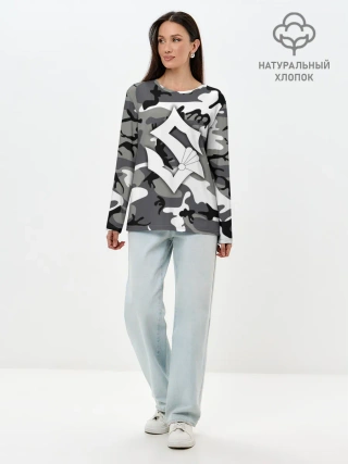 Лонгслив женский. Хлопок / Камуфляж Sabaton