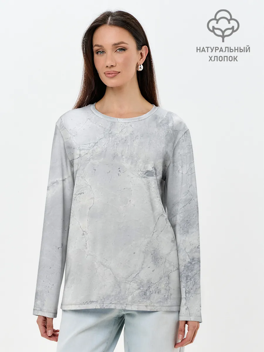 Лонгслив женский. Хлопок / Мрамор