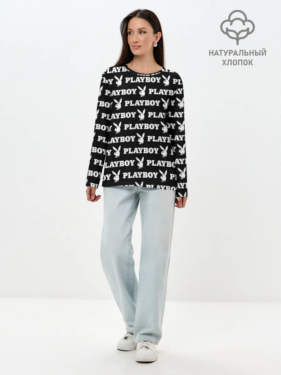 Лонгслив женский. Хлопок / PLAYBOY PATTERN | ПЛЕЙБОЙ ПАТТЕРН