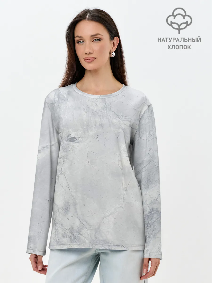 Лонгслив женский. Хлопок / Мрамор