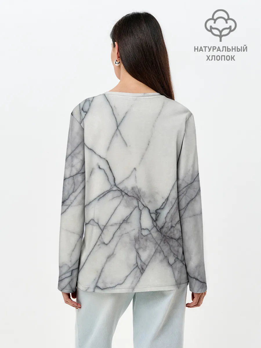 Лонгслив женский. Хлопок / Мрамор