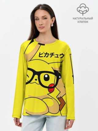 Лонгслив женский. Хлопок / ПИКАЧУ