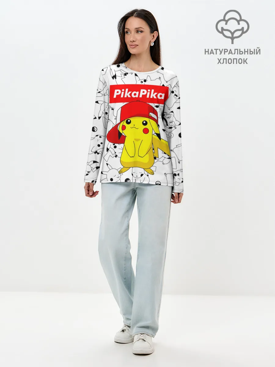 Лонгслив женский. Хлопок / ПИКАЧУ