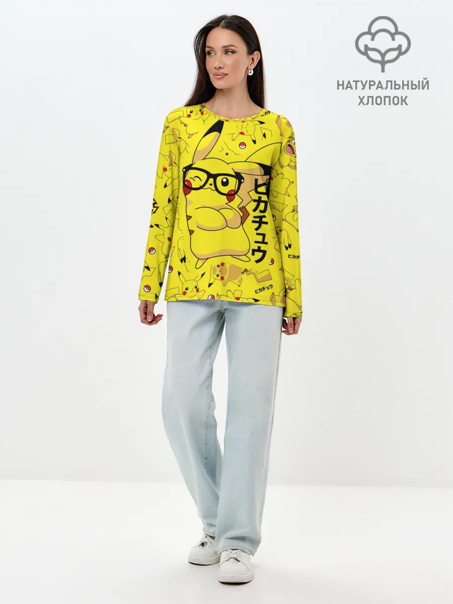 Лонгслив женский. Хлопок / ПИКАЧУ