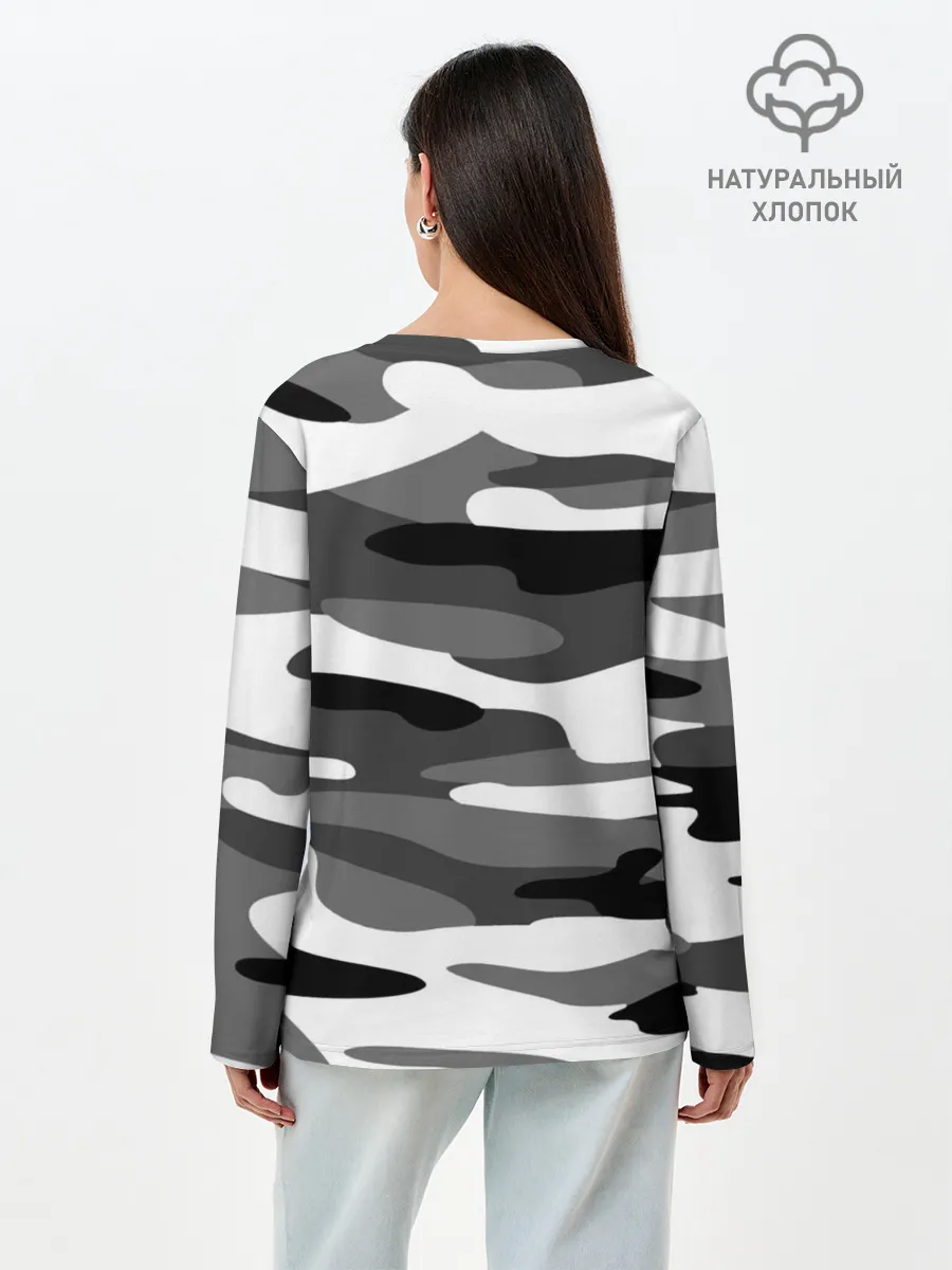 Лонгслив женский. Хлопок / Камуфляж Sabaton без лого
