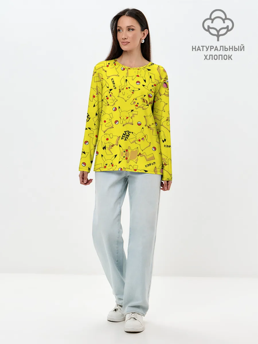 Лонгслив женский. Хлопок / ПИКАЧУ