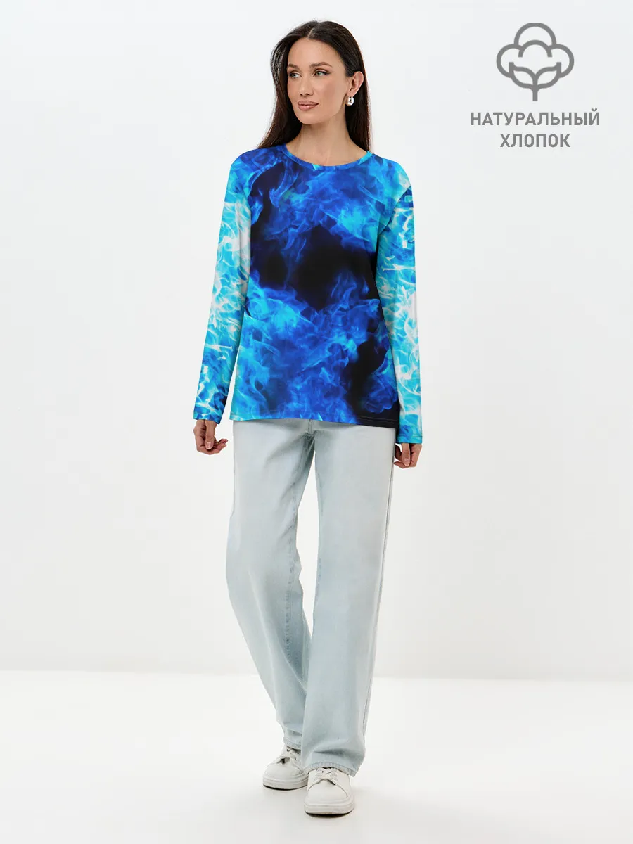 Лонгслив женский. Хлопок / СИНИЙ ОГОНЬ | BLUE FIRE