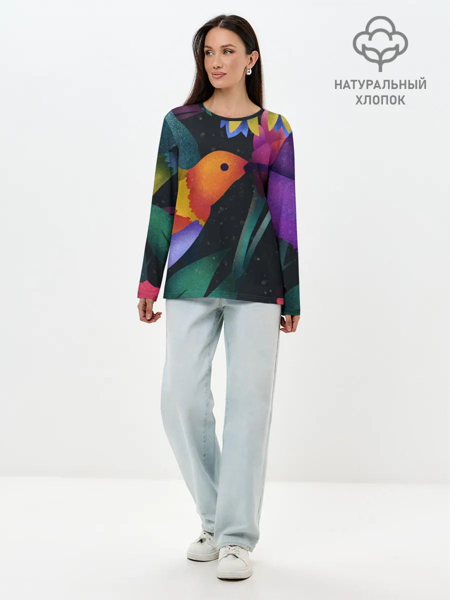 Лонгслив женский. Хлопок / Колибри