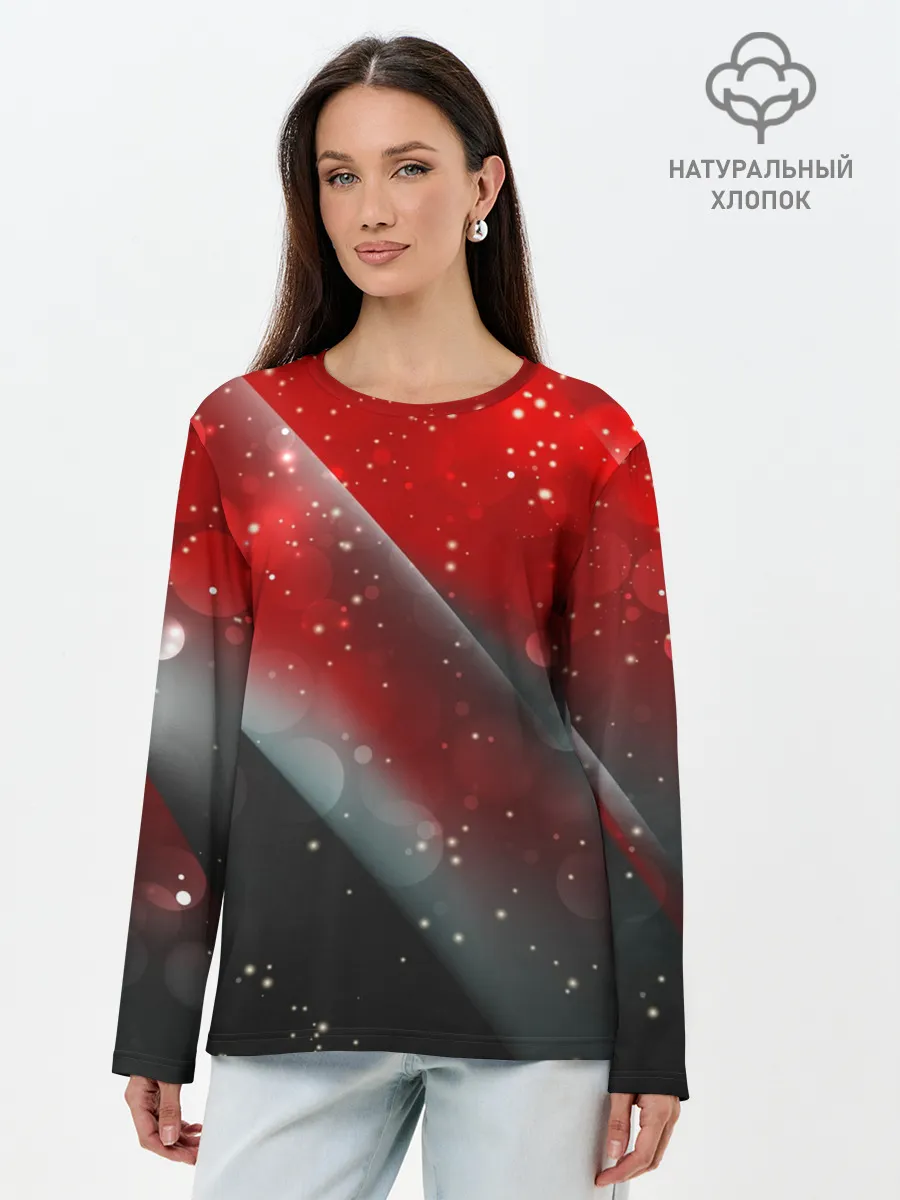 Лонгслив женский. Хлопок / Red & Black