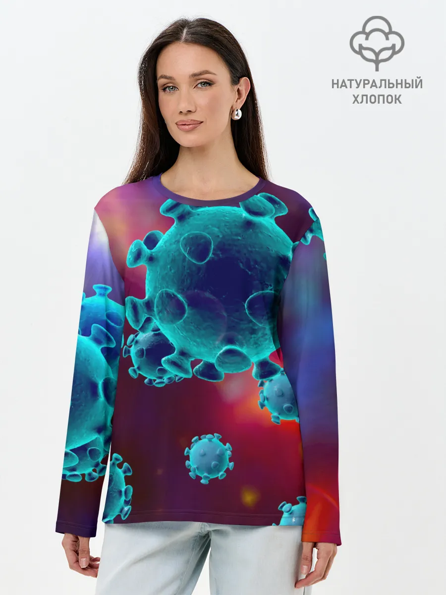 Лонгслив женский. Хлопок / Коронавирус