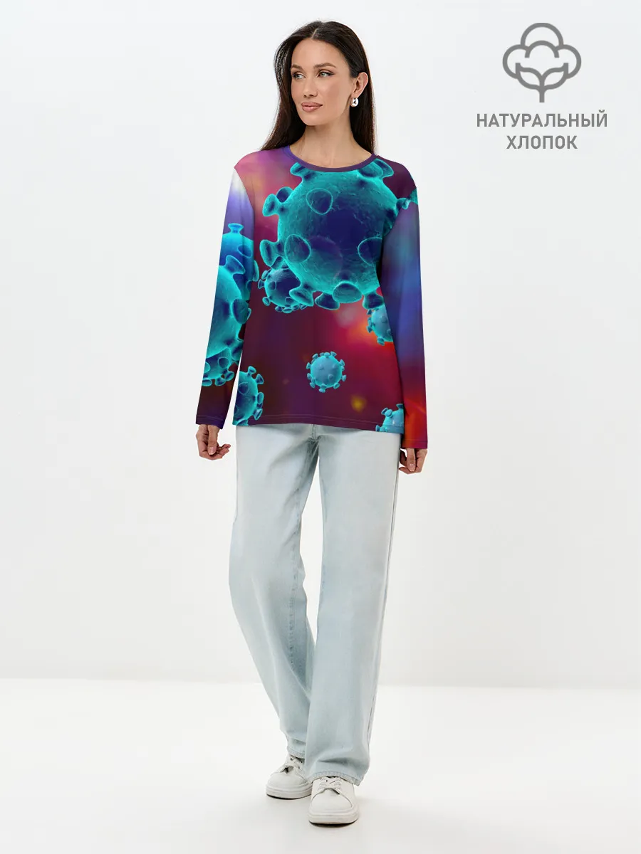 Лонгслив женский. Хлопок / Коронавирус