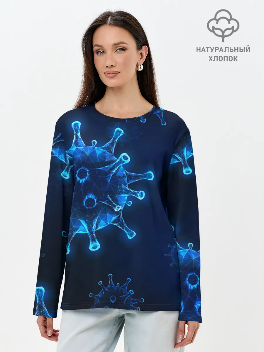 Лонгслив женский. Хлопок / Коронавирус