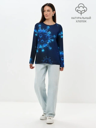 Лонгслив женский. Хлопок / Коронавирус