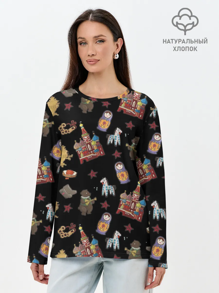 Лонгслив женский. Хлопок / Москва символика