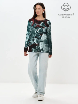 Лонгслив женский. Хлопок / Коронавирус