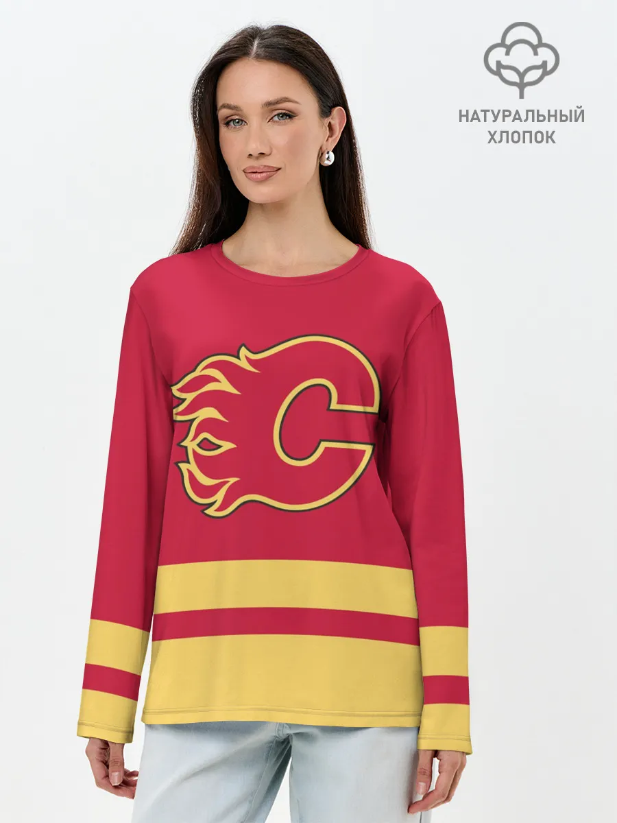 Лонгслив женский. Хлопок / Калгари Флэймз