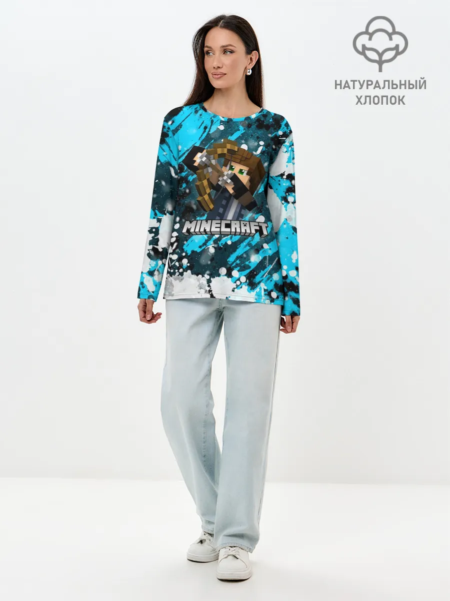 Лонгслив женский. Хлопок / Minecraft / Майнкрафт