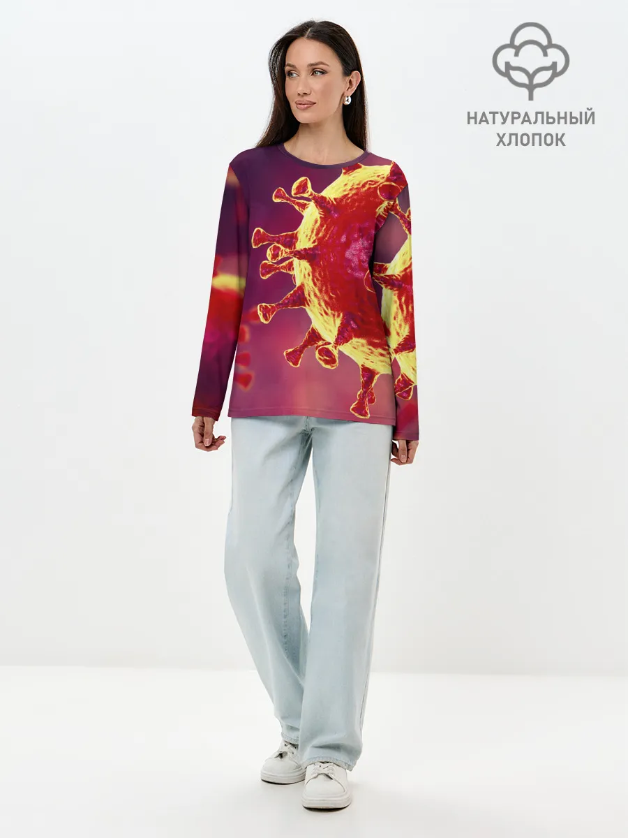 Лонгслив женский. Хлопок / Коронавирус