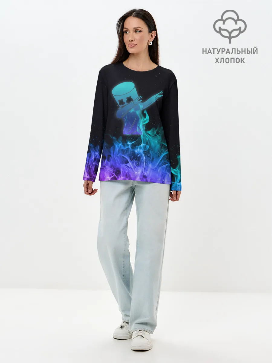 Лонгслив женский. Хлопок / Marshmello Fortnite