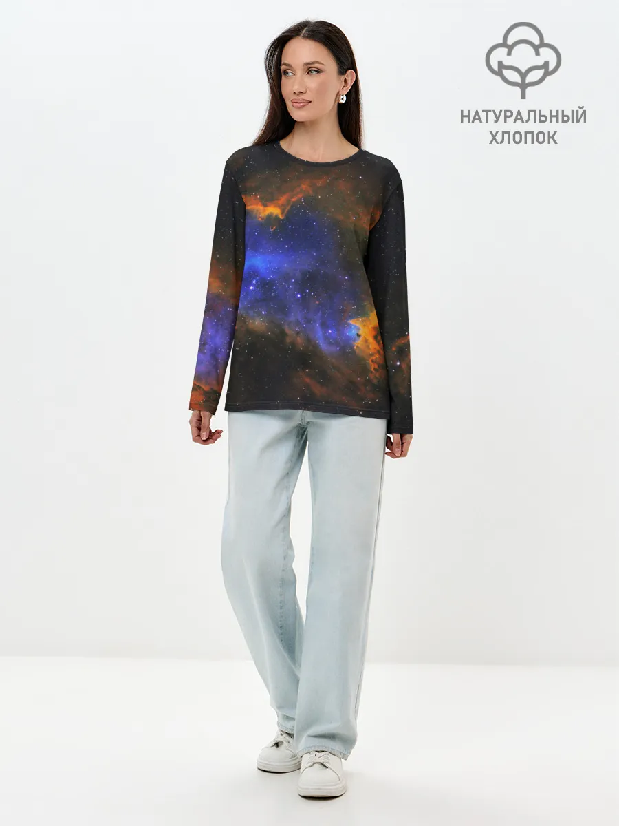 Лонгслив женский. Хлопок / ВСЕЛЕННАЯ ИЗ ЗВЕЗД