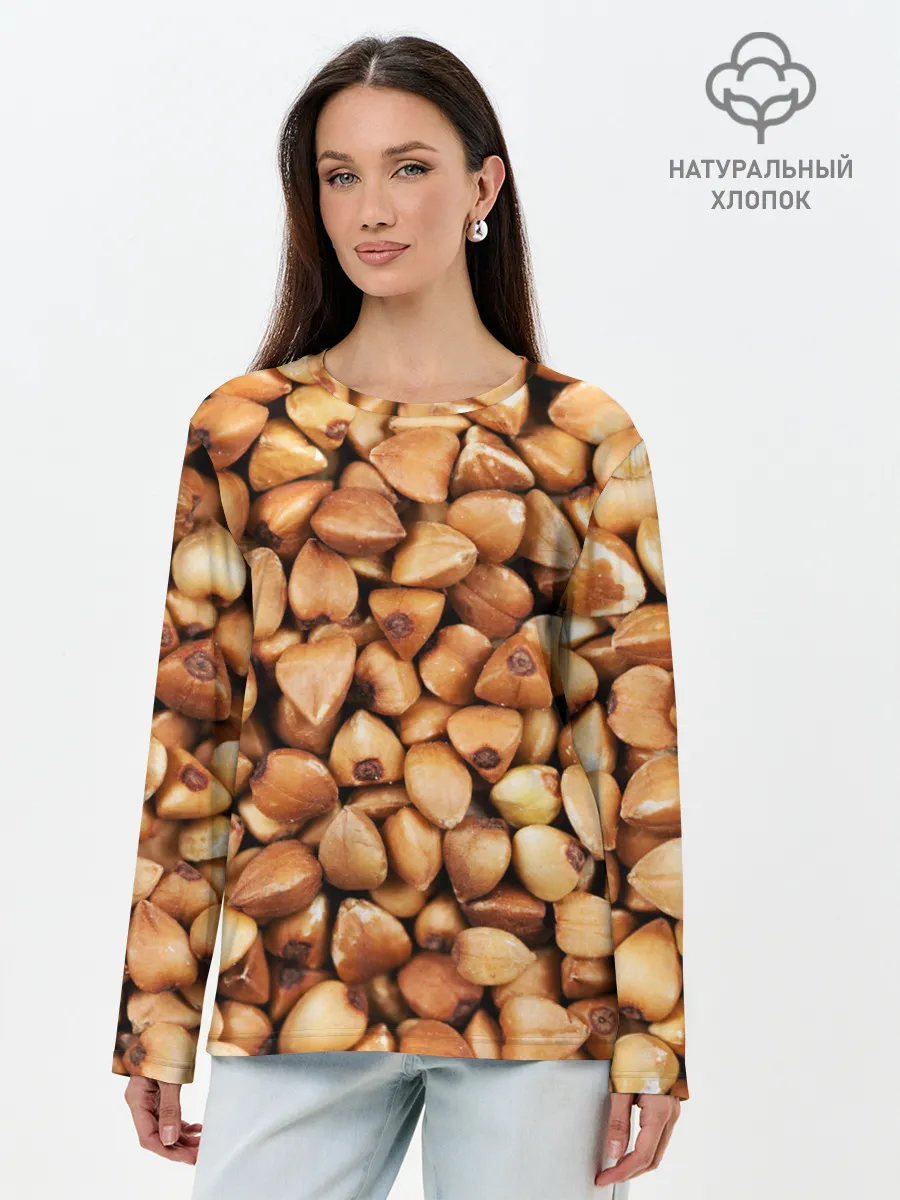 Лонгслив женский. Хлопок / Гречка