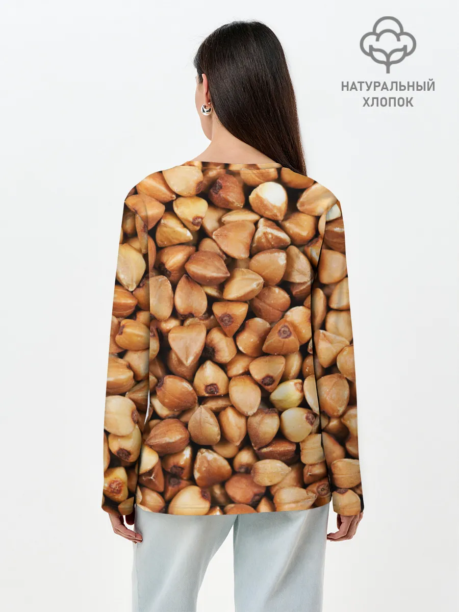 Лонгслив женский. Хлопок / Гречка