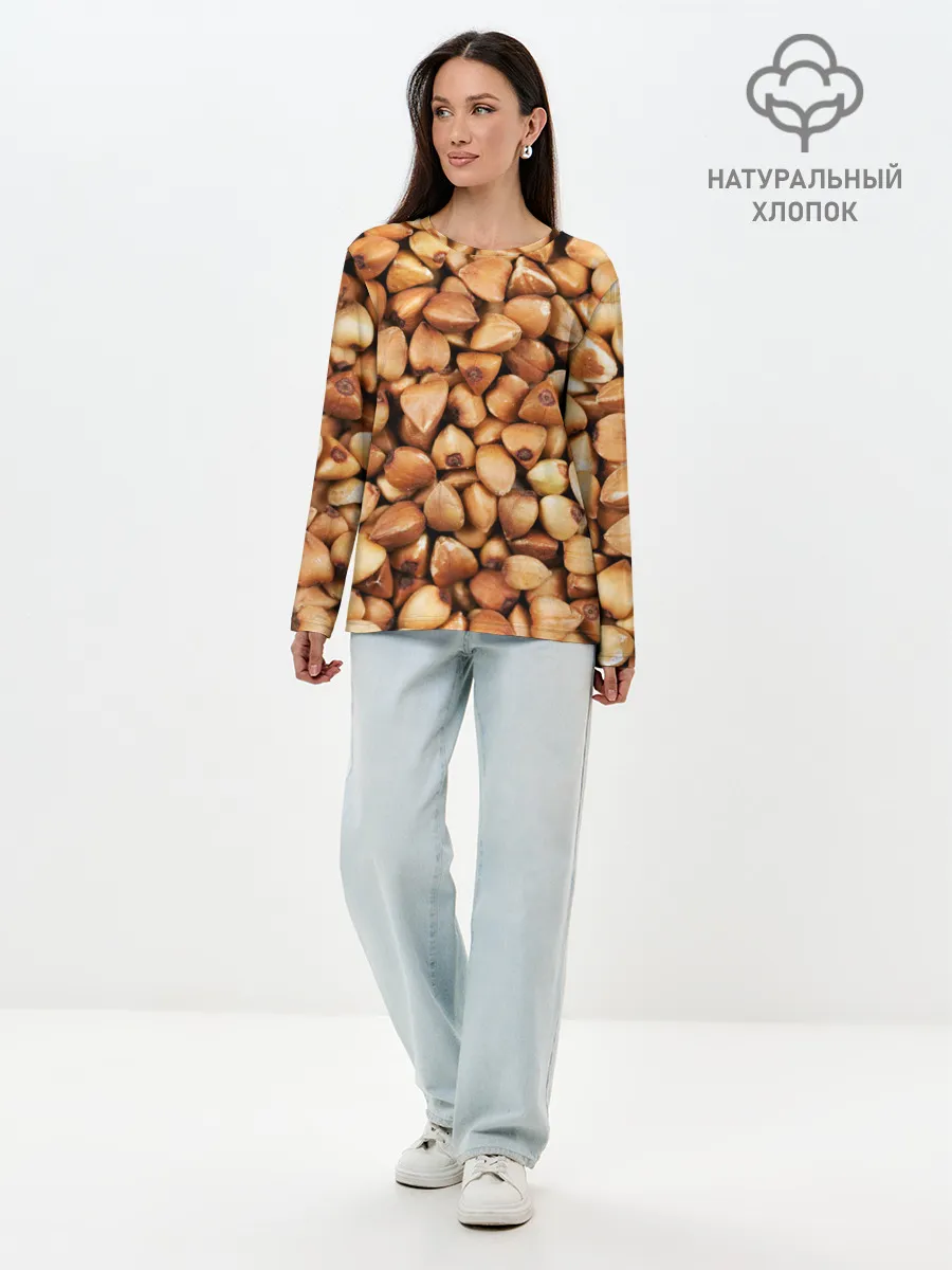 Лонгслив женский. Хлопок / Гречка