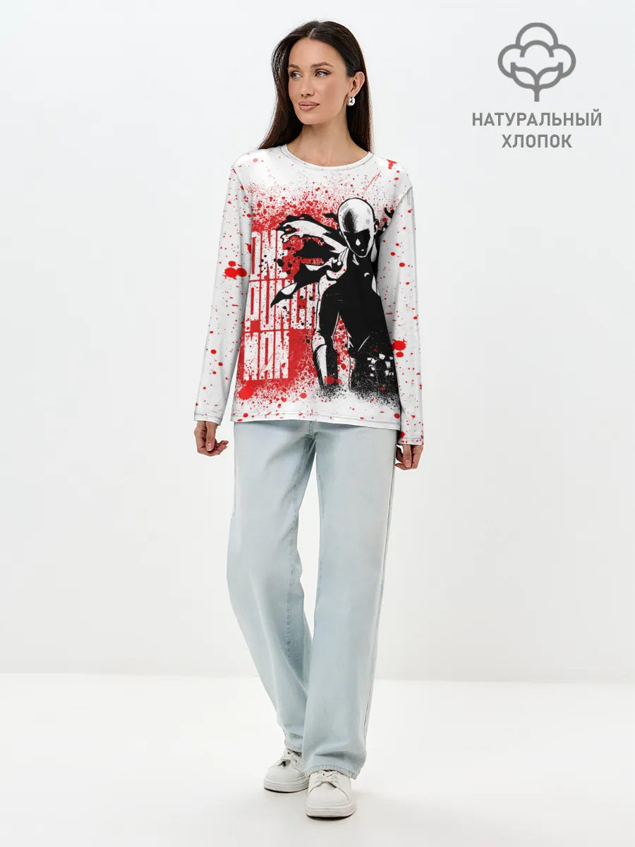 Лонгслив женский. Хлопок / Свирепый Сайтама