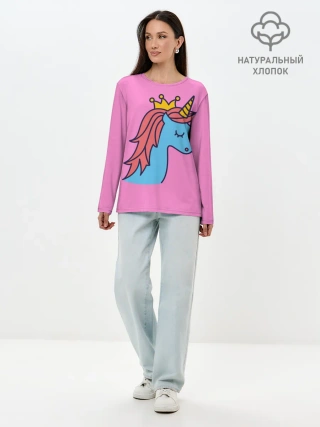 Лонгслив женский. Хлопок / Принцесса единорогов