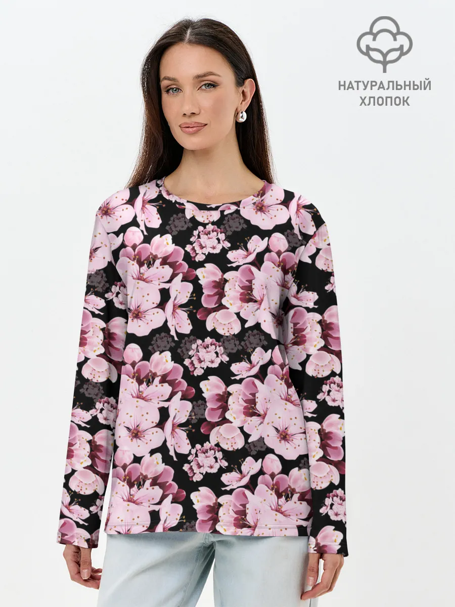 Лонгслив женский. Хлопок / Сакура