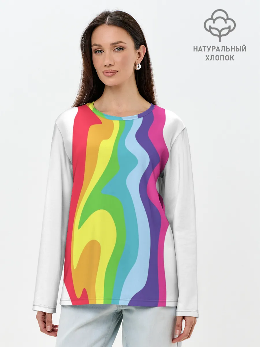 Лонгслив женский. Хлопок / Радуга