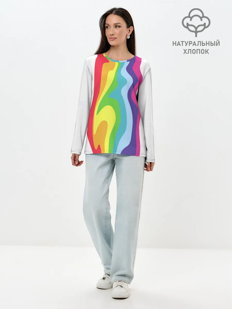 Лонгслив женский. Хлопок / Радуга