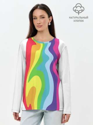 Лонгслив женский. Хлопок / Радуга