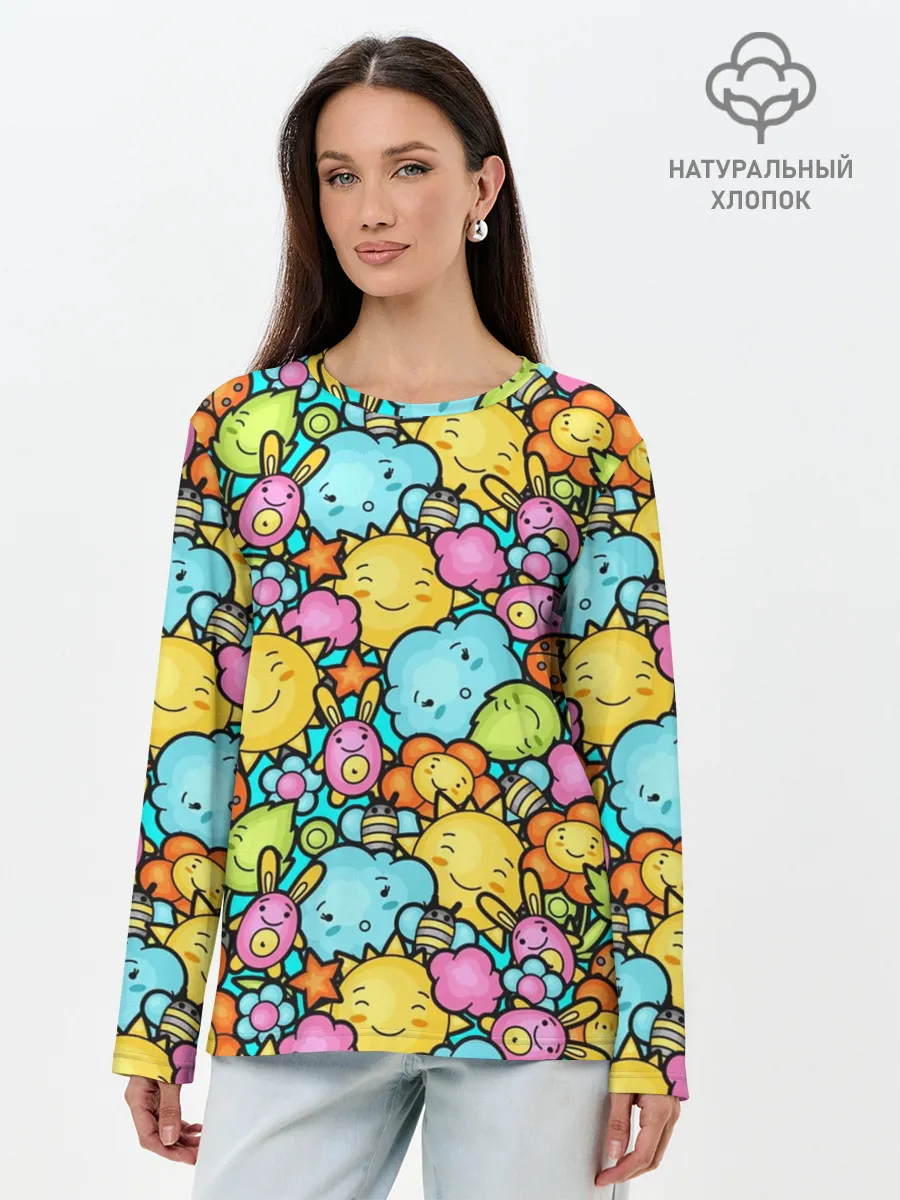 Лонгслив женский. Хлопок / Облачко Солнышко