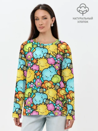 Лонгслив женский. Хлопок / Облачко Солнышко
