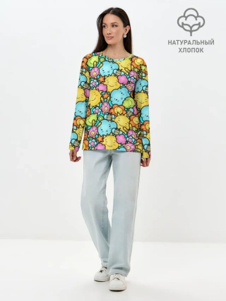 Лонгслив женский. Хлопок / Облачко Солнышко