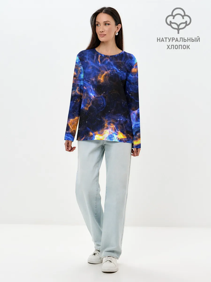 Лонгслив женский. Хлопок / Космос