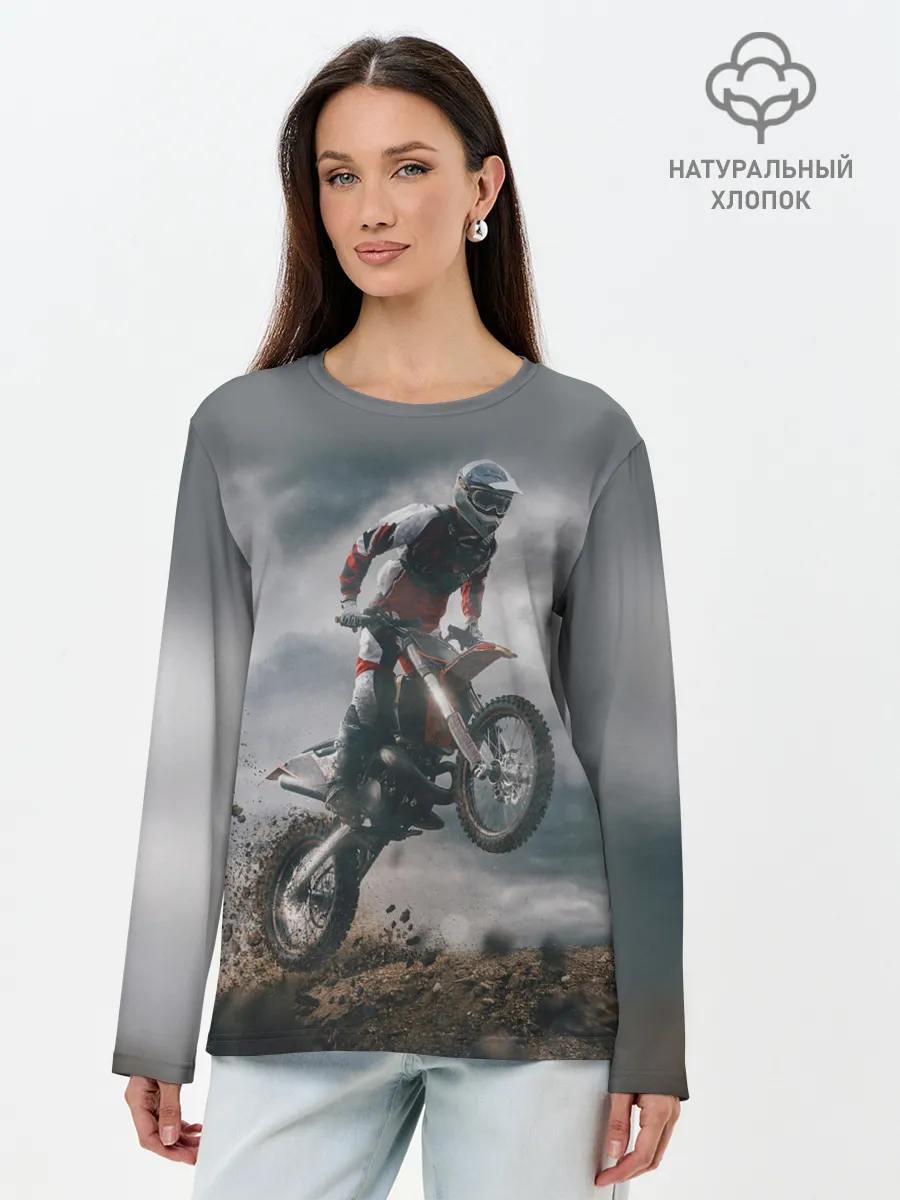 Лонгслив женский. Хлопок / МОТОКРОСС КТМ | MOTOCROSS KTM