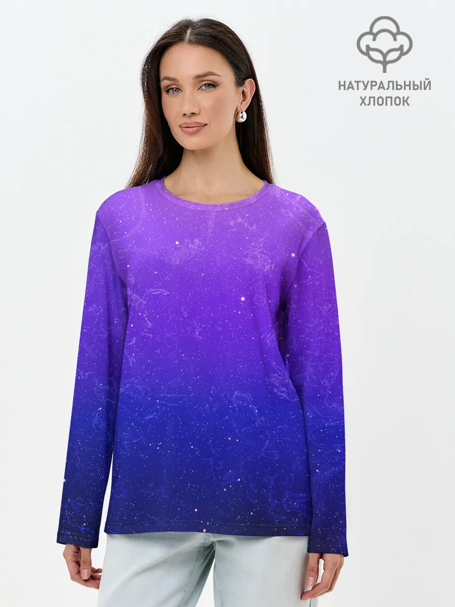 Лонгслив женский. Хлопок / Звёздное небо
