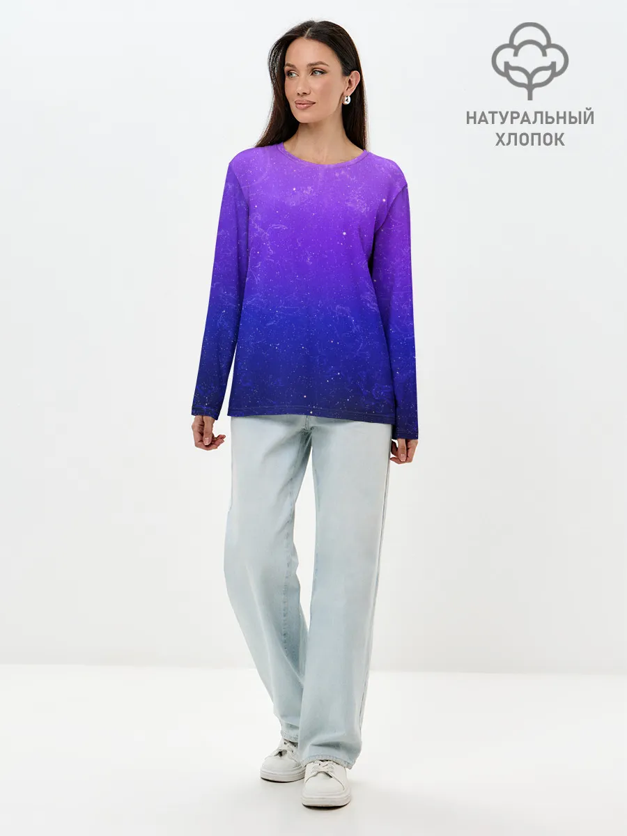 Лонгслив женский. Хлопок / Звёздное небо