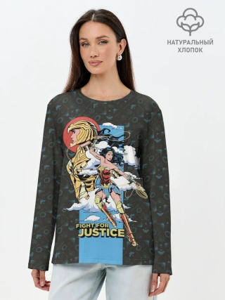 Лонгслив женский. Хлопок / Fight for justice