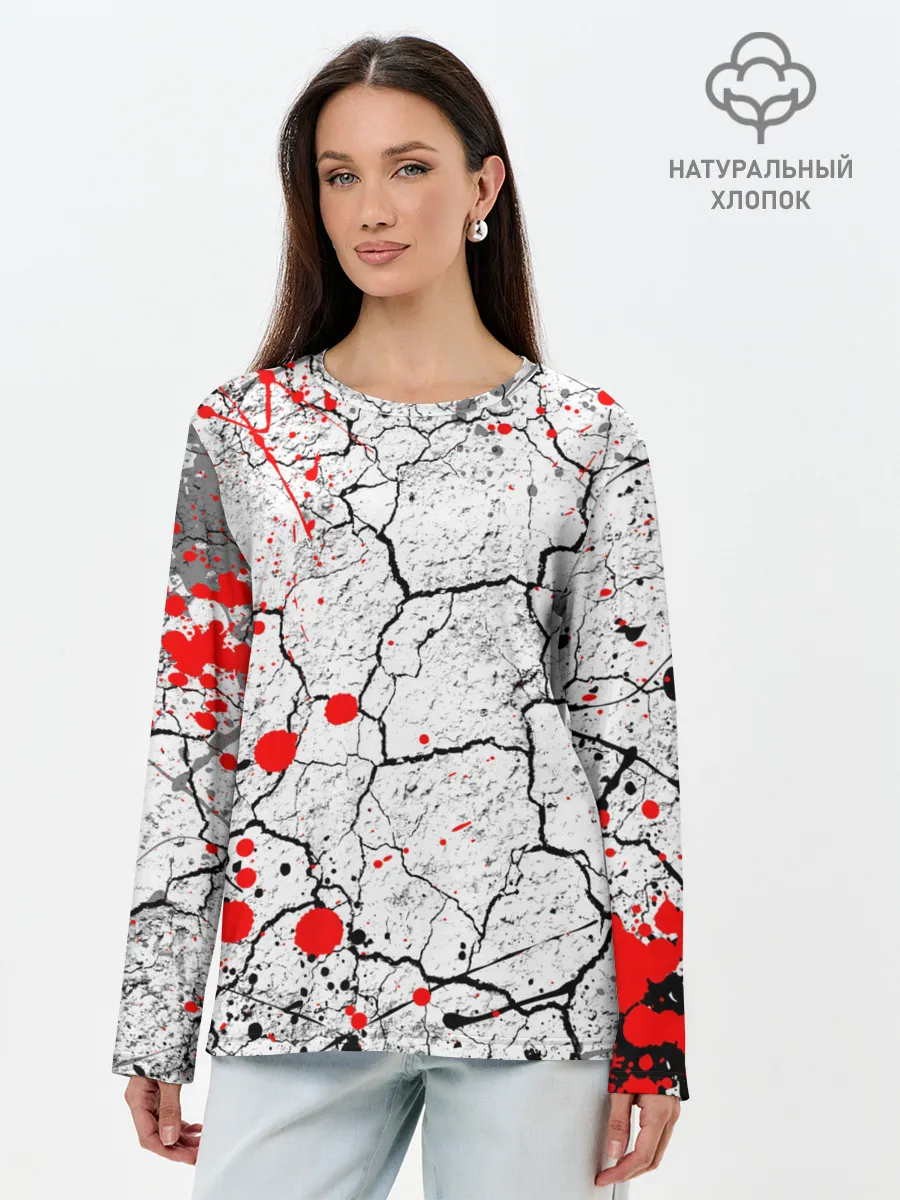 Лонгслив женский. Хлопок / КРОВАВЫЙ ГРАНЖ | BLOODY GRUNGE