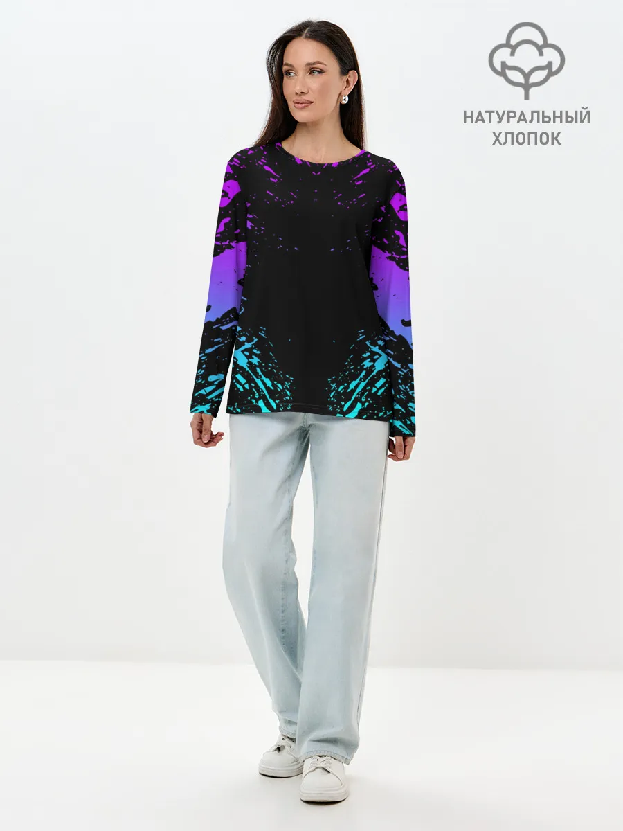 Лонгслив женский. Хлопок / НЕОНОВЫЕ БРЫЗГИ